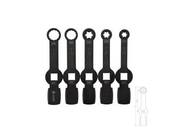 Набор специальных ключей для монтажа / демонтажа суппортов грузовиков, 5 предметов, кейс мастак 102-20015c